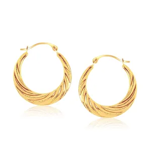 10k Yellow Gold Textured Graduated Twist Hoop Earrings by Avera Group