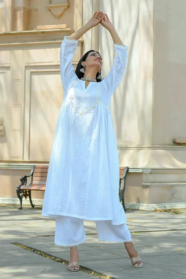 Aprajita - White Cotton Kurta Coord Set