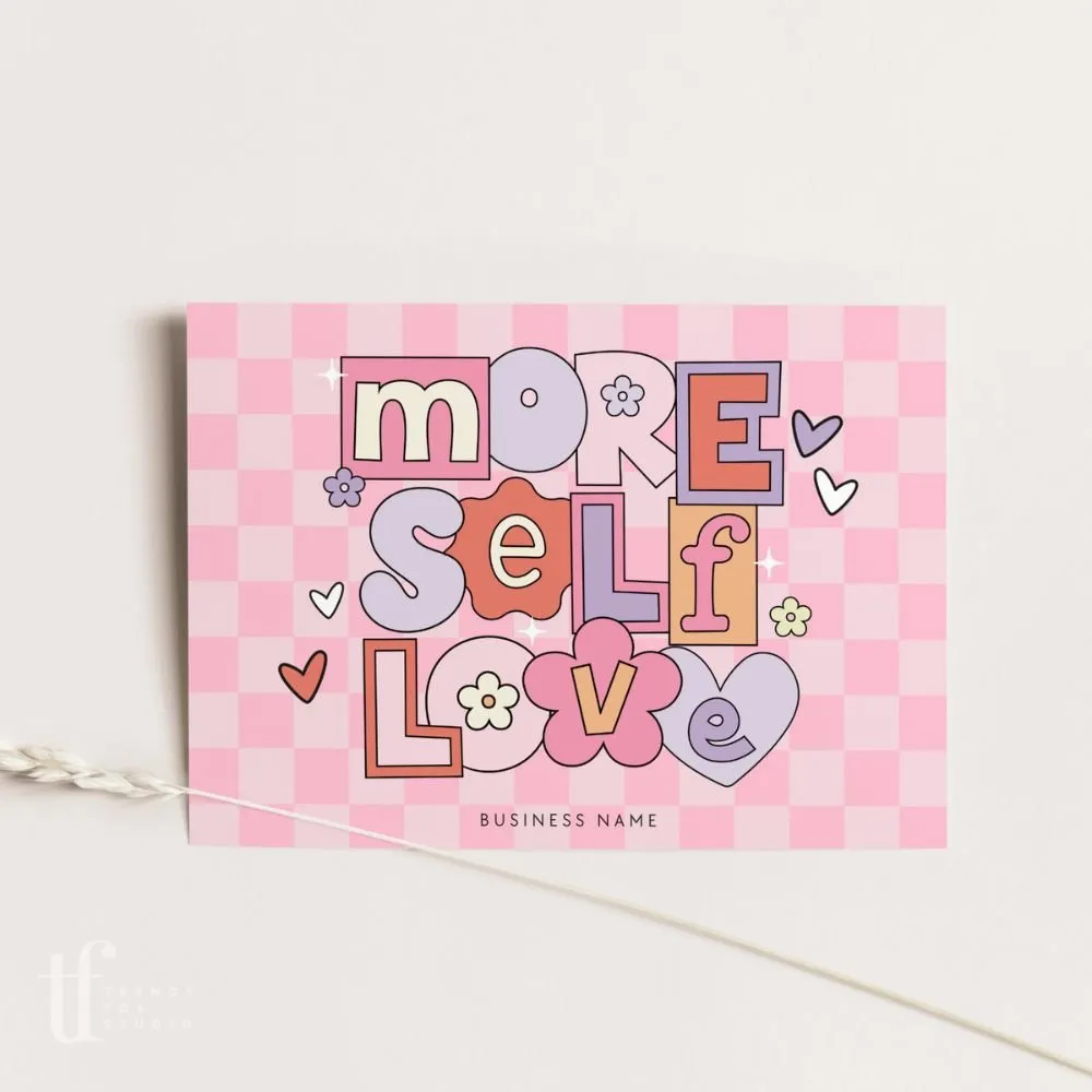 Cute Pastel Pink Checkered Business Thank You Card Canva Template