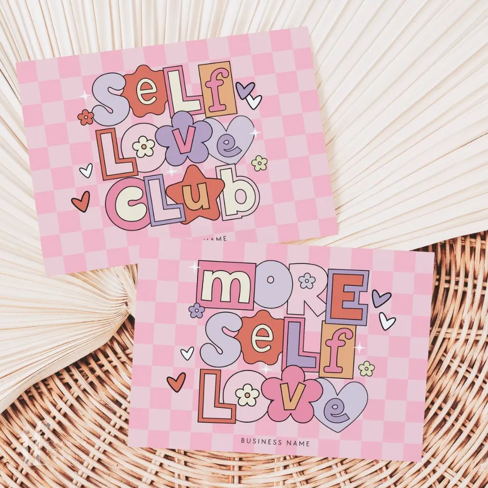 Cute Pastel Pink Checkered Business Thank You Card Canva Template