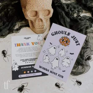 Disco Ghost Halloween Business Thank You Card Canva Template