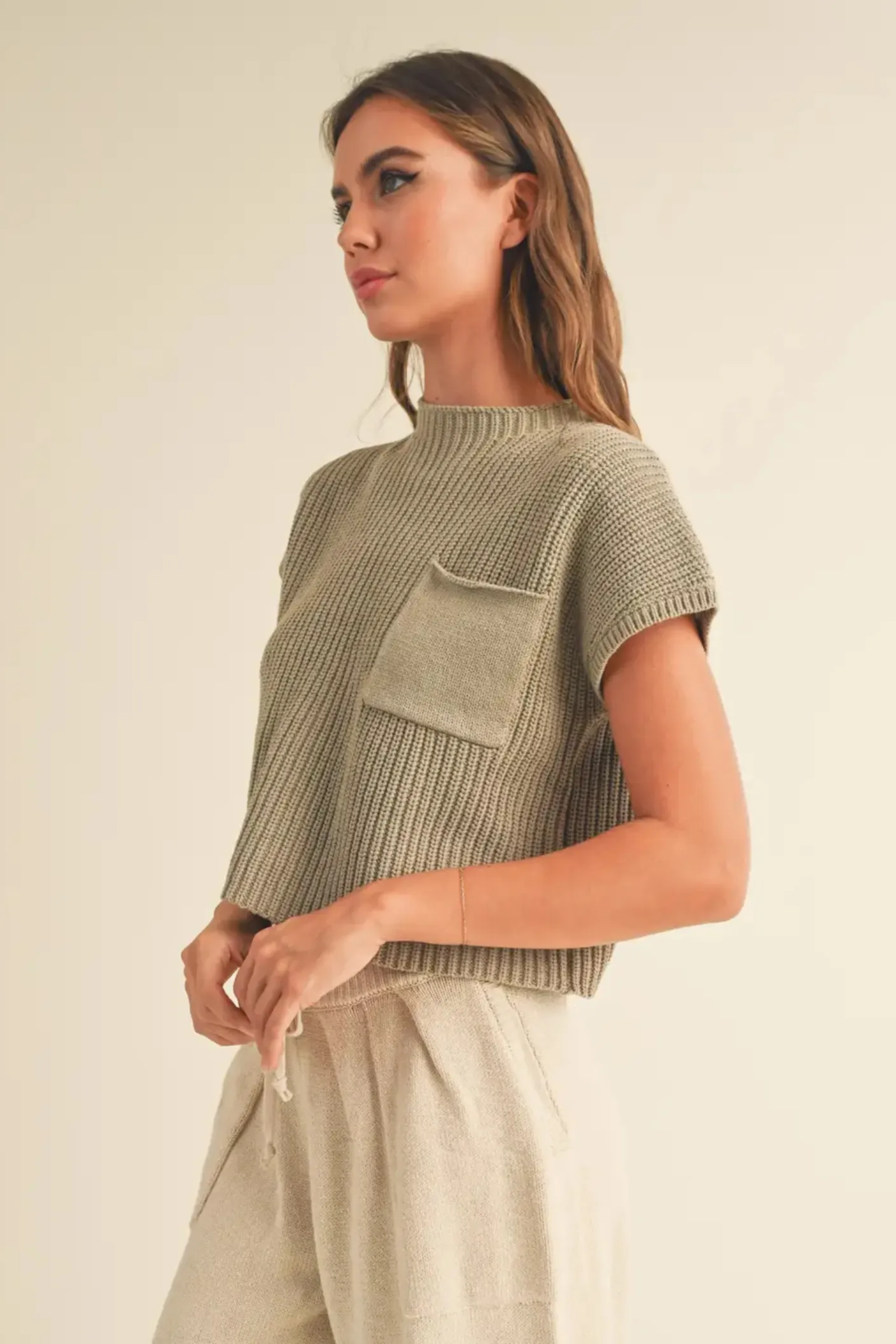 Elegant Half Knit Sweater