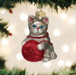 Grey Playful Kitten Ornament