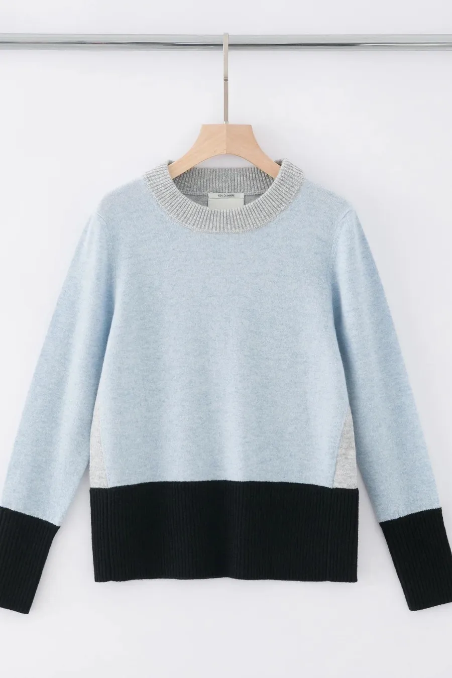 N.73 Multi Colour Cashmere Crew- Sky Blue