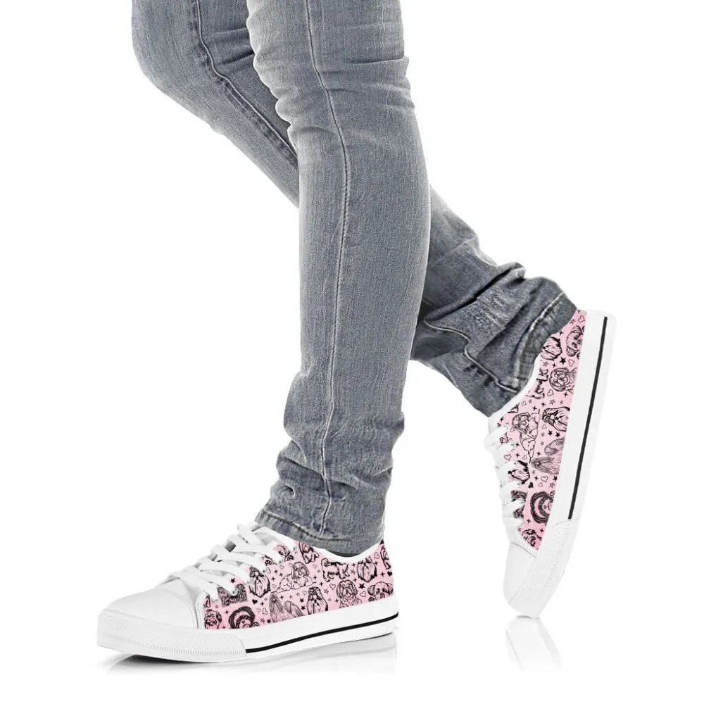Shih Tzu Dog Peeking Low Top Shoes Canvas Sneakers Casual Shoes, Dog Printed Shoes, Canvas Shoes For Men, Women