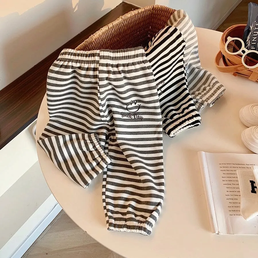Smile Day Stripe Casual Sweatpants