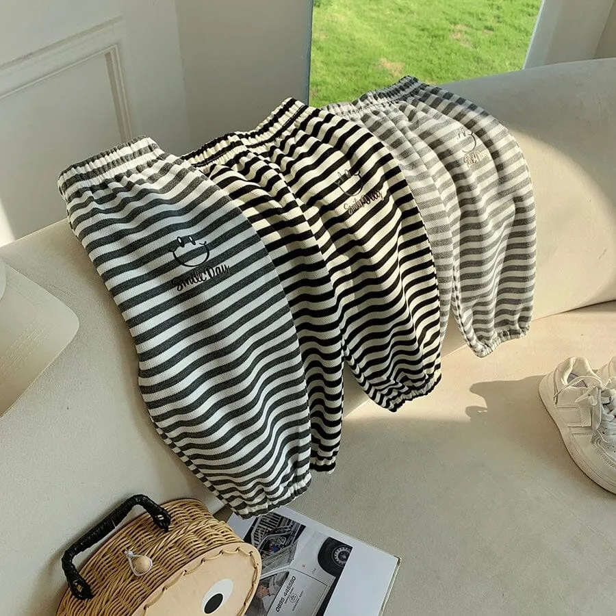 Smile Day Stripe Casual Sweatpants
