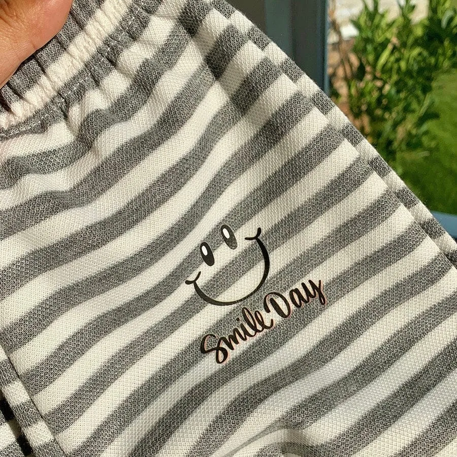Smile Day Stripe Casual Sweatpants