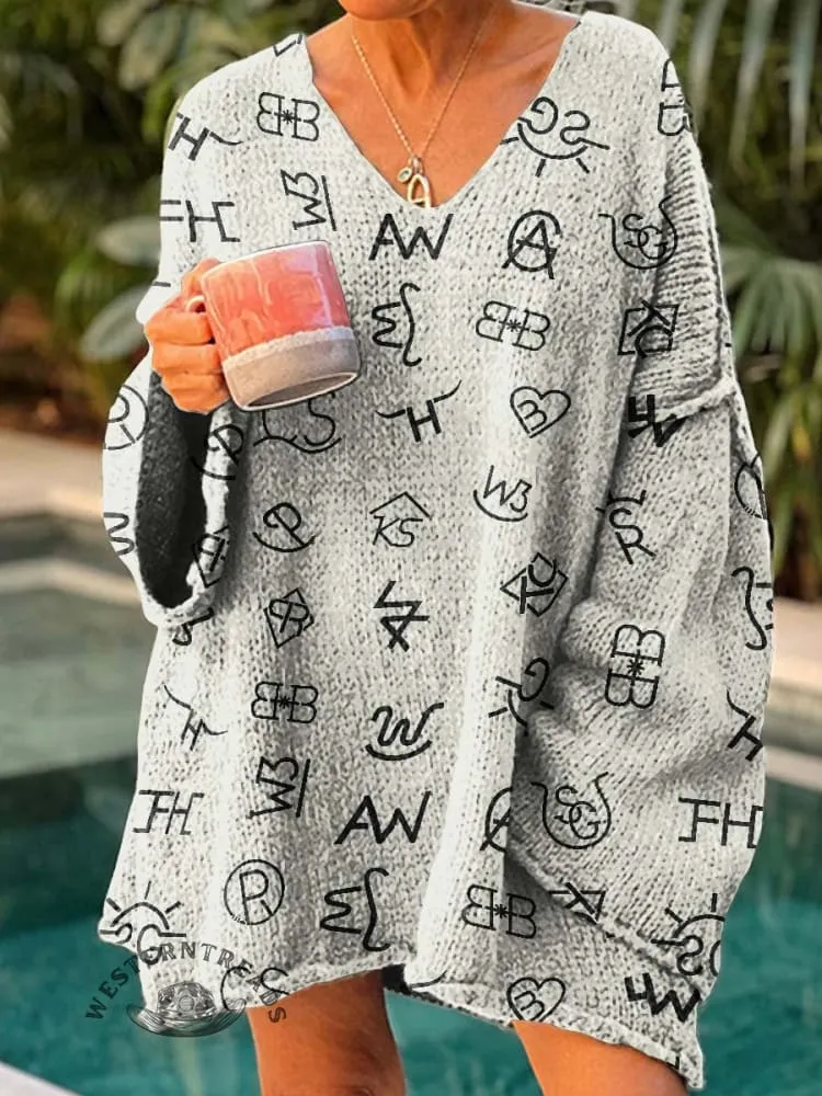Western Cattle Brands Print Women's Casual Pullover Sweater