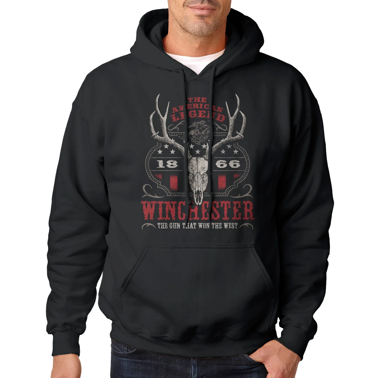 Winchester Classic - Western Flag Skull - Fleece Pullover Hoodie